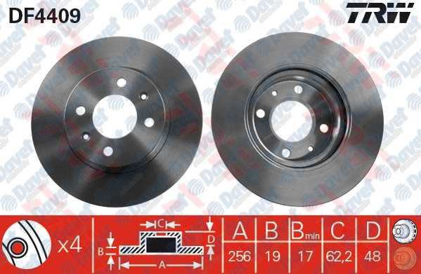 TRW DF4409 On Fren Diski Aynasi Havali Hyundai Getz 03> 1.5 Crdi 256 Mm